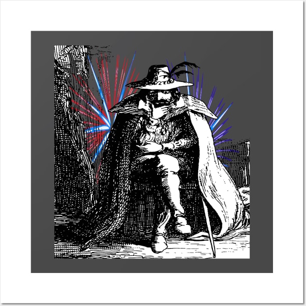 Guy Fawkes Vintage Illustration With Colored Fireworks Wall Art by taiche